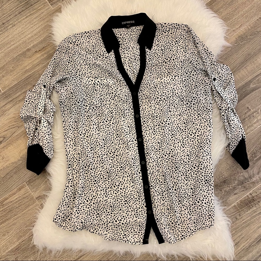 Express Portofino Polka dot button down shirt M